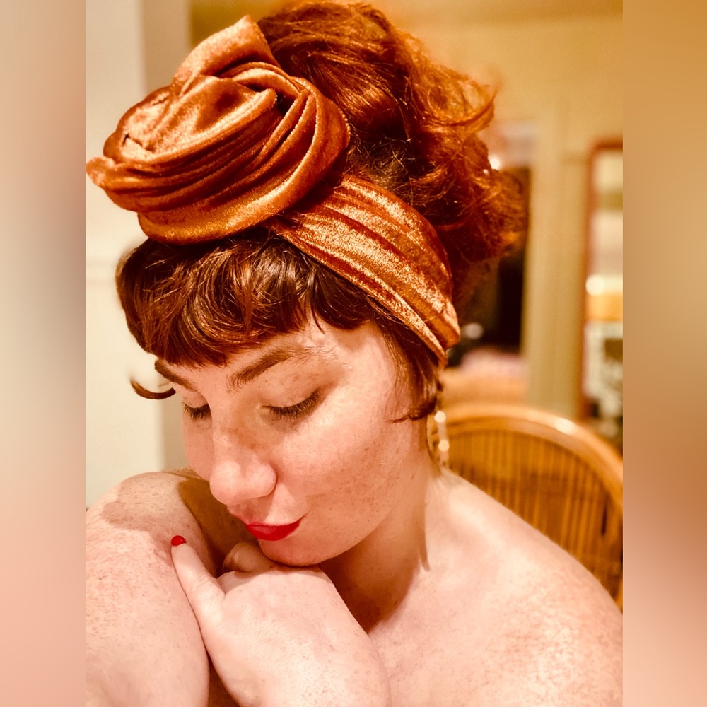 Bronze - burnt orange wire headband turban